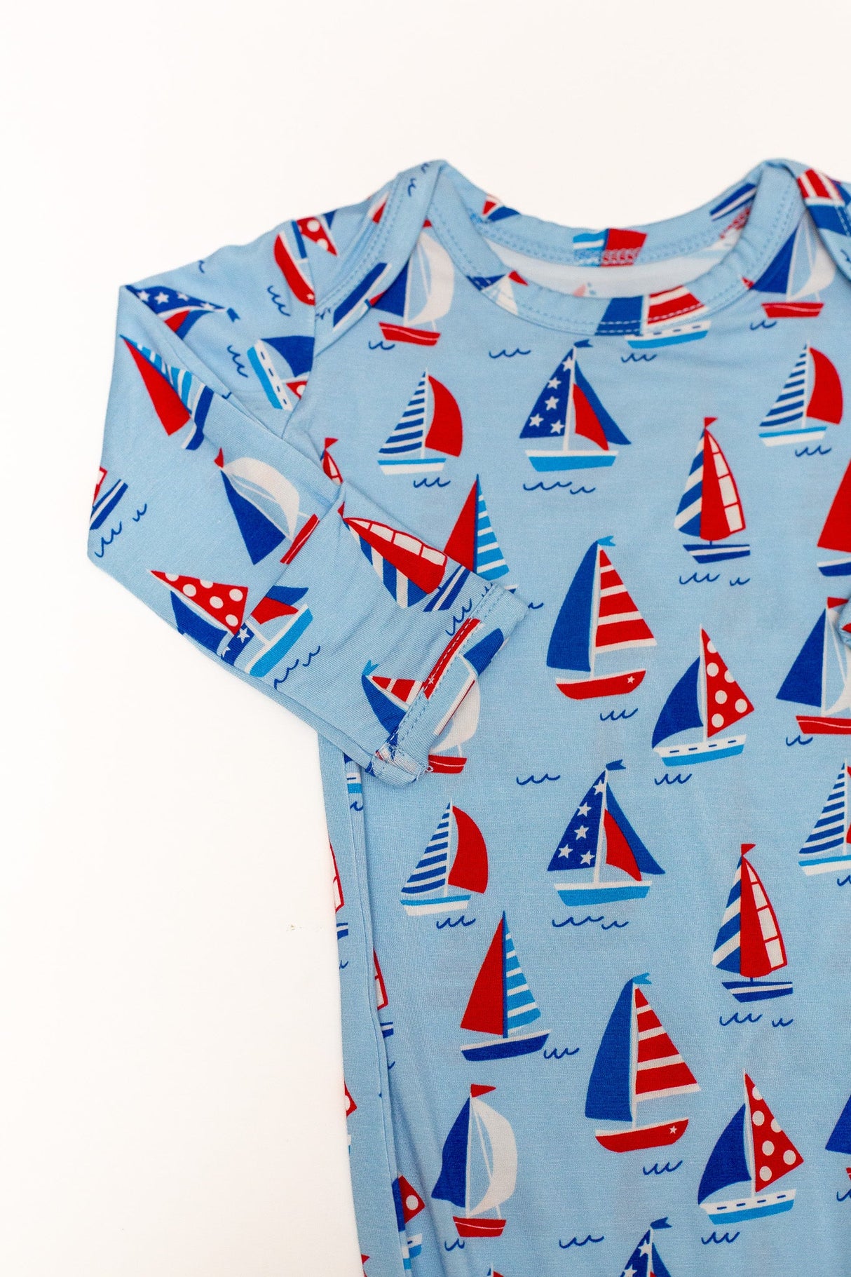 Goosies Sail Away Bamboo Knotted Infant Gown | 0-3M