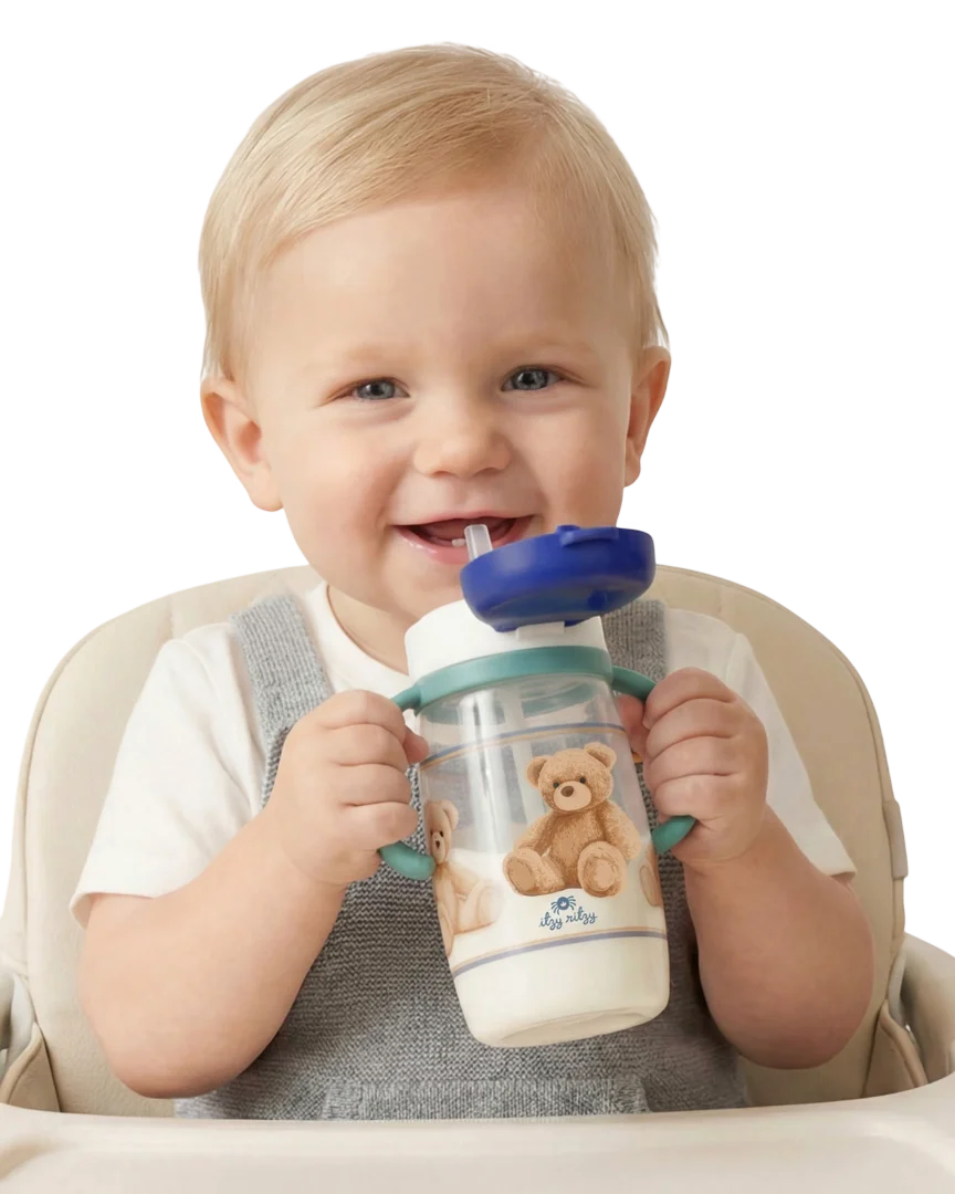 Itzy Sips BPA Free Straw Cup with Snap-Close Lid | Bear