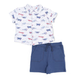 Angel Dear Vintage Planes Polo Button Down w/ Everyday Short