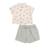 Angel Dear Palm Trees Polo Button Up w/ Casual Short