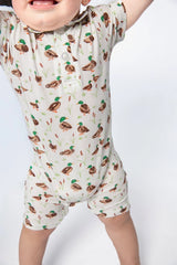 Goosies Mallard Drake Bamboo Short Sleeve Polo Romper