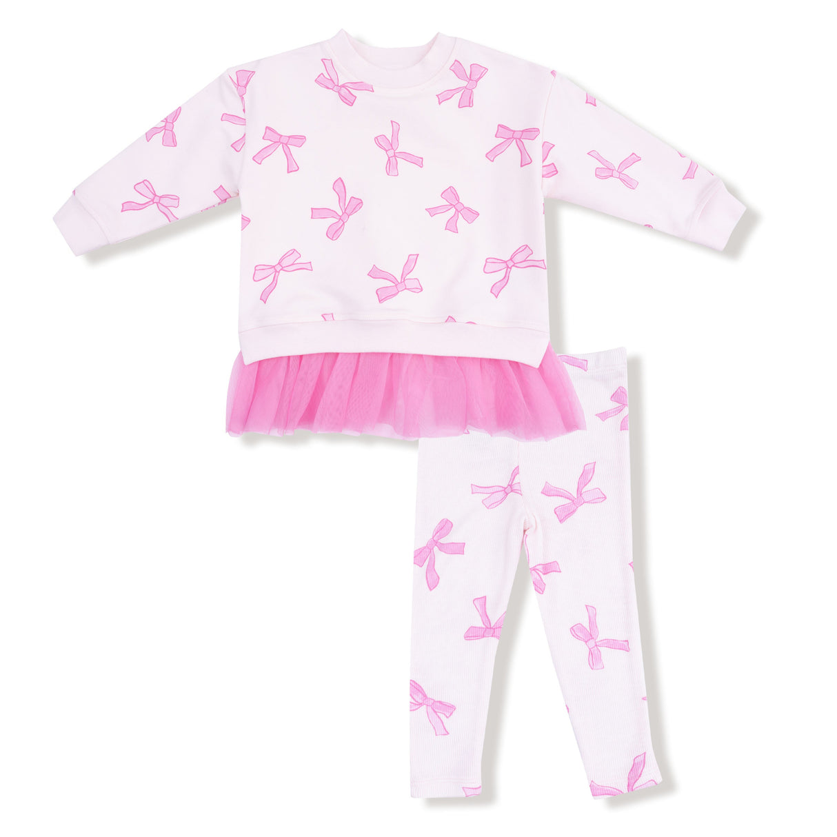 Angel Dear French Terry Pretty Bows | Ruffle Sweatshirt & Ribbed Leggings