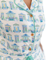 Pearls & Pelicans Bamboo Home Sweet Nola Green Women's Short-Sleeve Shirt and Lounge Pants Set