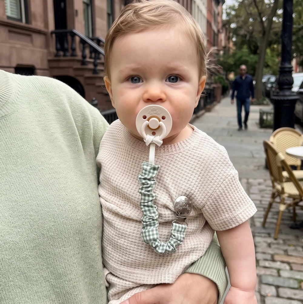 Itzy Ritzy Cinch Green Gingham Pacifier Strap | Nautical