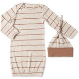 Everly Grey Carolyn Gown 4-Piece PJ Set with Newborn Gown and Hat | Mocha Stripe