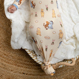 Pearl's & Pelicans Pooh's Beignet Adventure Bamboo Gown + Beanie Hat Set (0-3mo)