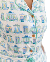Pearls & Pelicans Bamboo Home Sweet Nola Green Women's Short-Sleeve Shirt and Lounge Pants Set
