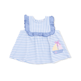 Angel Dear Bubbly Sailboat Stripe Ruffle Top & Bloomer