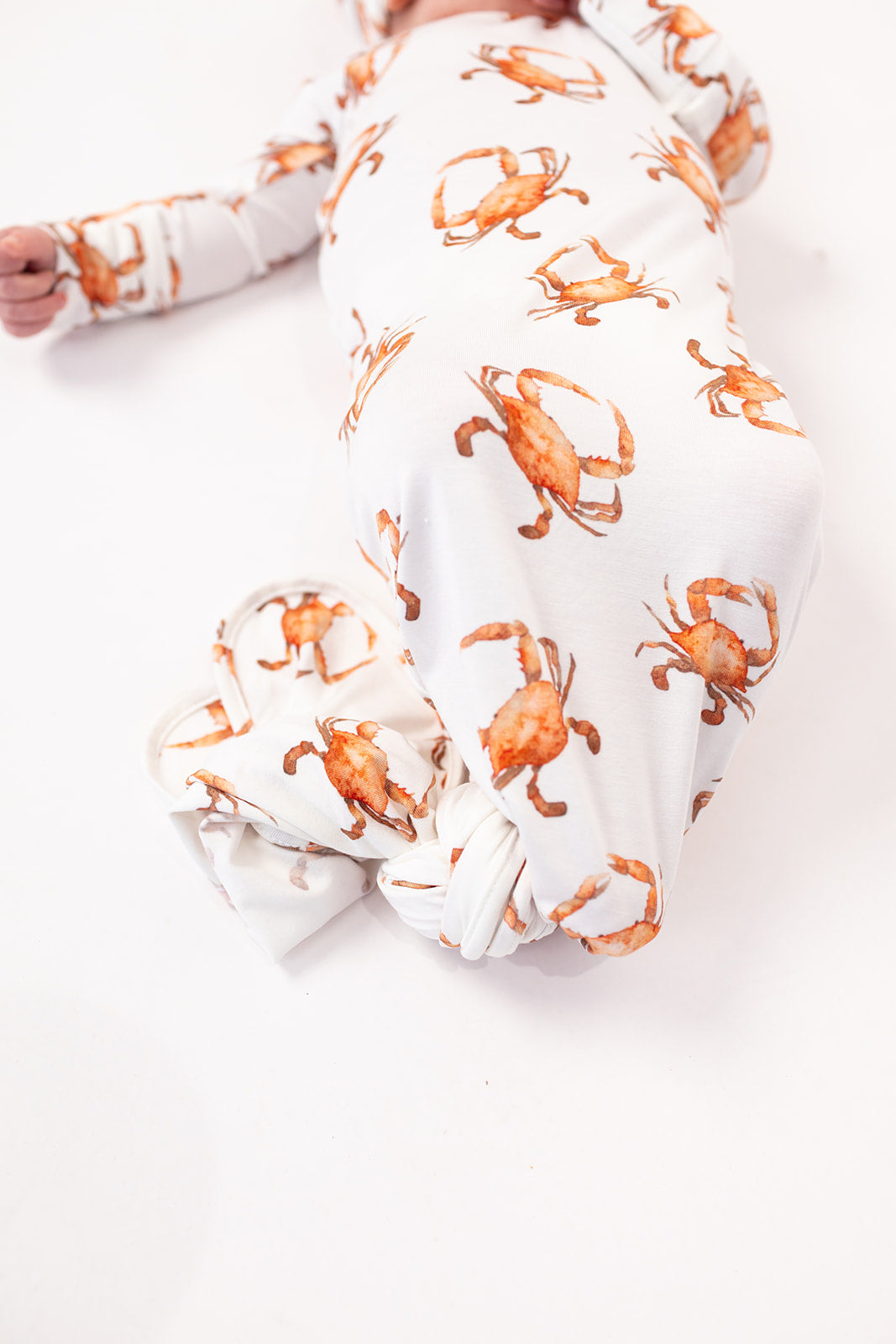 Orange Crab Bamboo Knotted Gown - NB