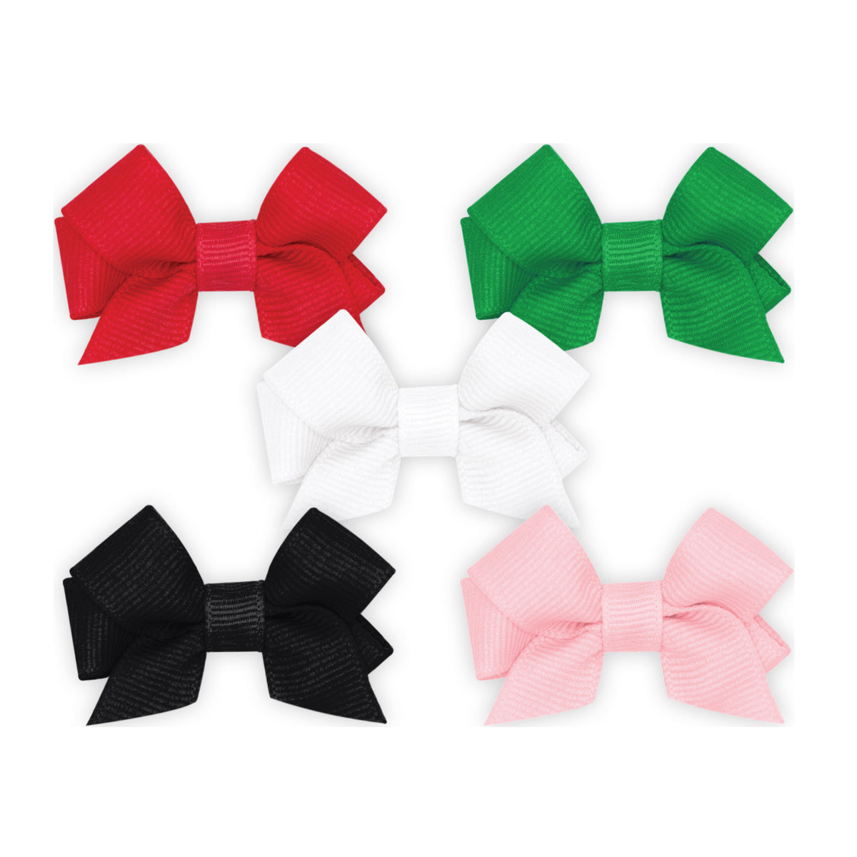 Wee Ones Tiny Bow 5 Piece Multipack | Red | Green | White | Light Pink | Black