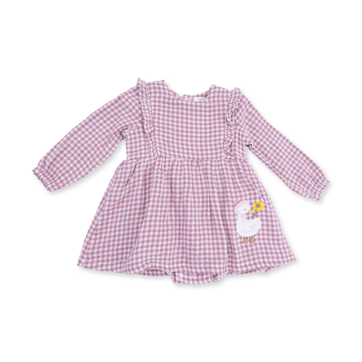 Angel Dear Berry Gingham L/S Ruffle Bubble with Skirt