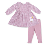 Angel Dear Berry Gingham L/S Ruffle Dress & Legging