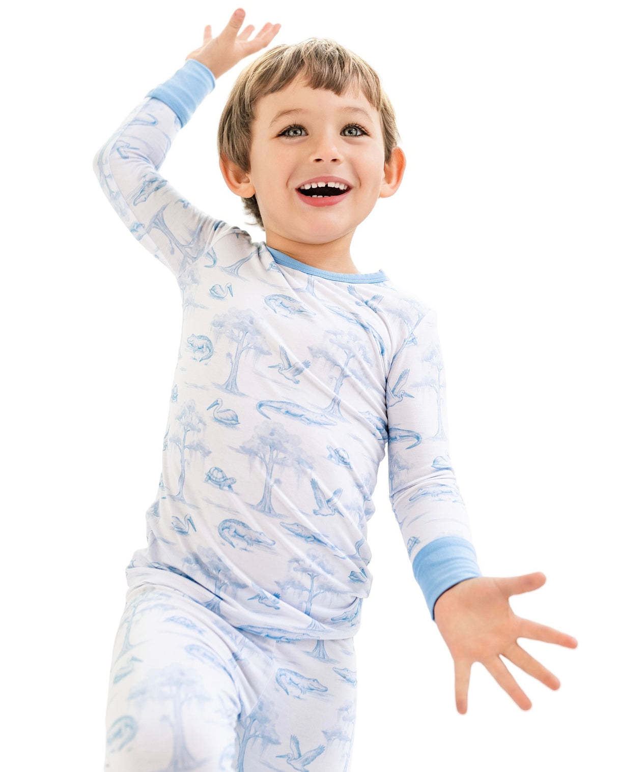 Pearls and Pelicans Bayou Toile Two-Piece Pajamas | Blue
