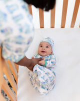 Pearls & Pelicans Home Sweet NOLA Bamboo Sleepie Gown (0-3mo) and Hat Set | Green