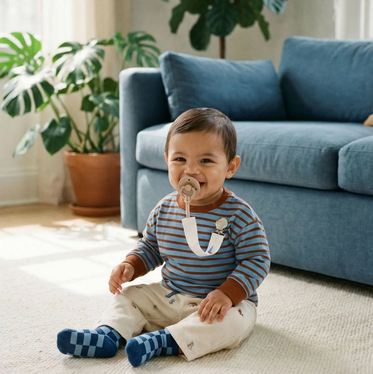 Itzy Ritzy Itzy Clip Fabric Pacifier Strap | Nautical