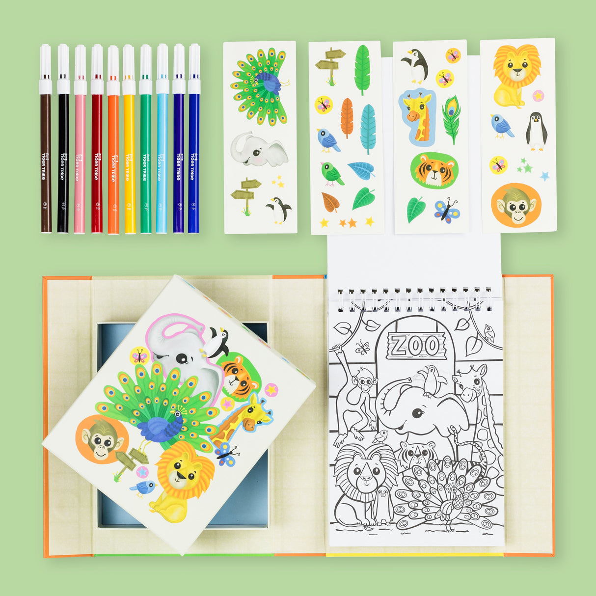 Tiger Tribe Colouring Set - Zoo