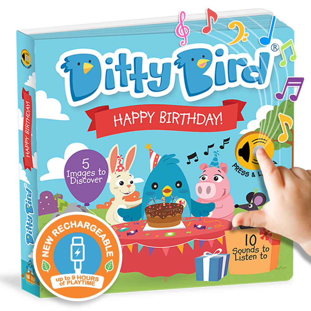 Happy Birthday Ditty Bird Musical Board Book | USB-C Rechargeable