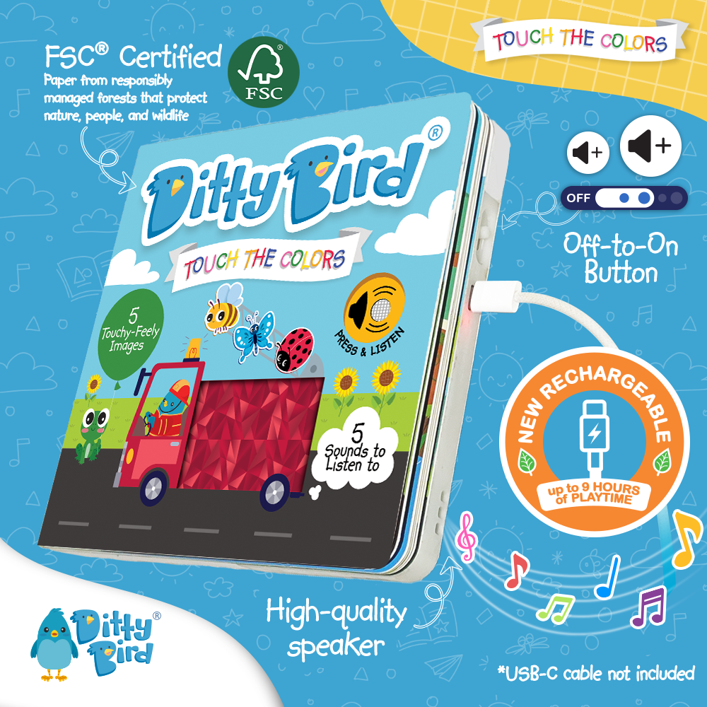 Touch the Colors Ditty Bird Musical Board Book | USB-C Rechargeable