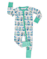 Pearls & Pelicans Home Sweet Nola Bamboo Zip Up Pajamas | Green