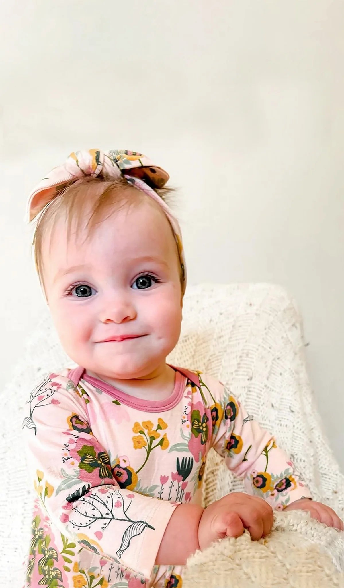 Everly Grey Camellia Ruffle Romper with Headband Set