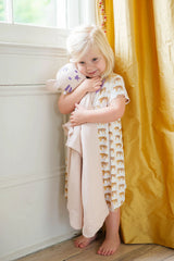 Uptown Baby Purple & Yellow Mini-Stripe Tiger Lovey Bamboo Blanket