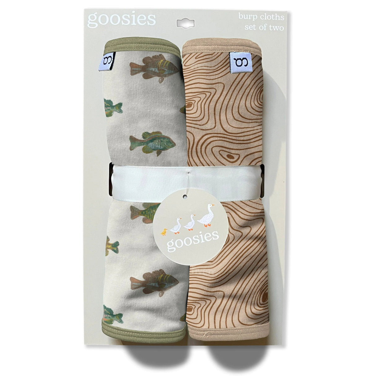 Goosies Lake Fish Bamboo Burp Cloths |  2 Pack Set