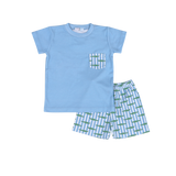 Baby Loren Bayou Kids Blue Pima Short Set
