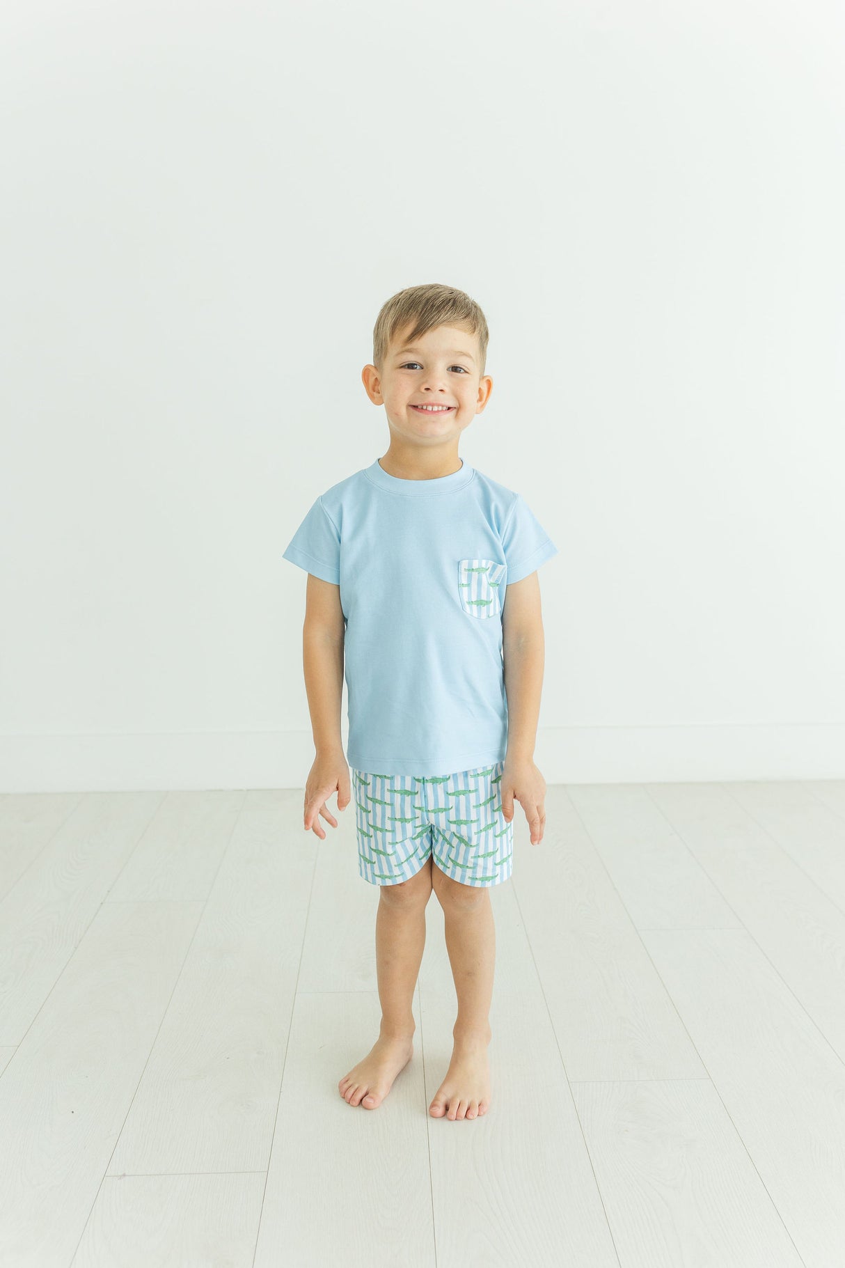 Baby Loren Bayou Kids Blue Pima Short Set