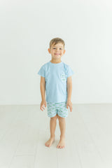 Baby Loren Bayou Kids Blue Pima Short Set