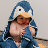 Copper Pearl Pebbles Penguin | Premium Knit Character Hooded Towel