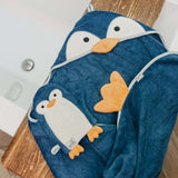 Copper Pearl Pebbles Penguin | Premium Knit Character Hooded Towel