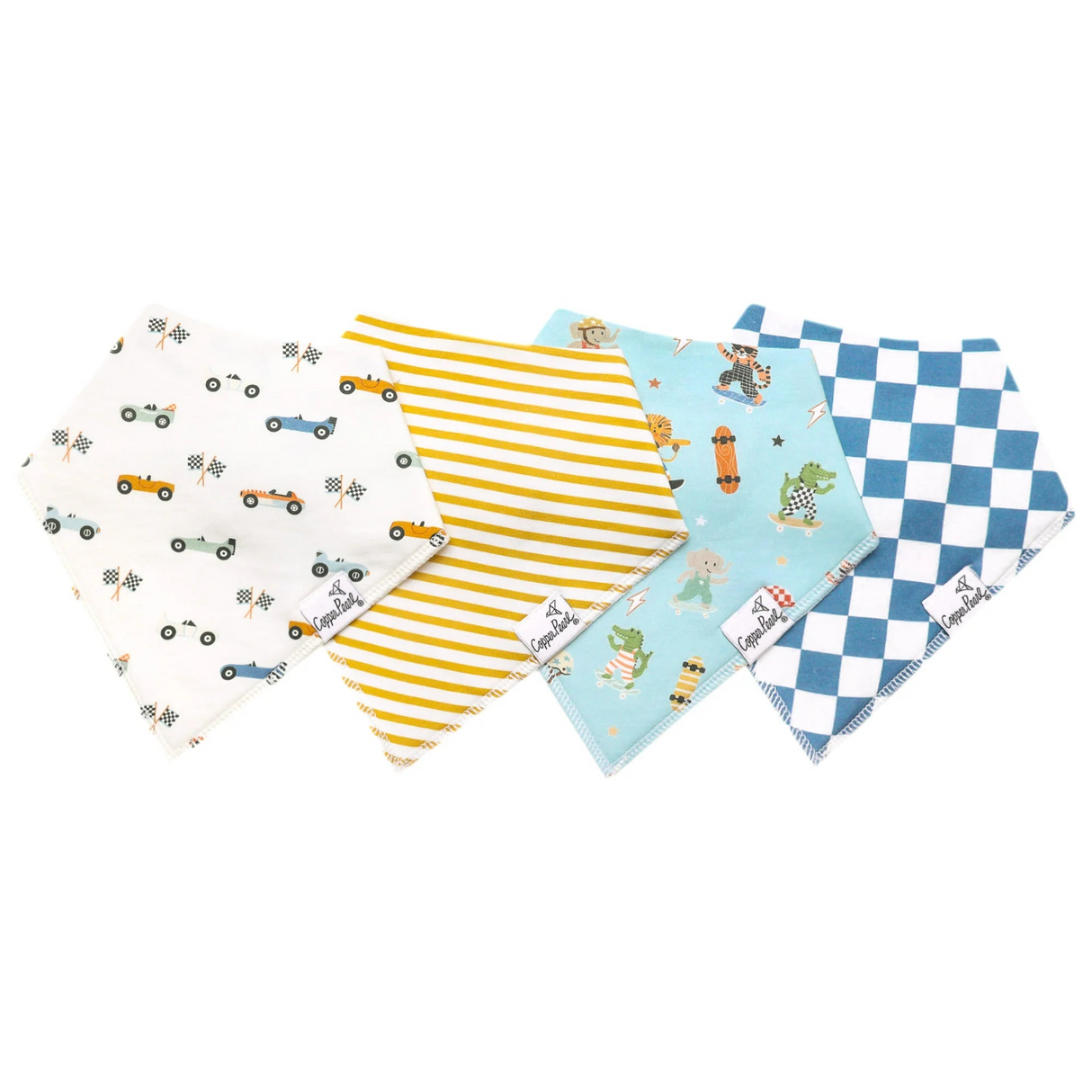 Copper Pearl Baby Bandana Bib 4-Pack Set | Speedster