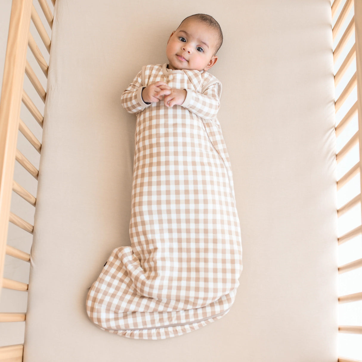 Kyte Bamboo Sleep Bag 1.0 TOG | Gingham Bisque