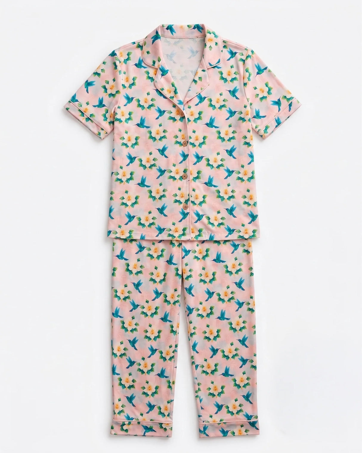 Pearls & Pelicans Bamboo Garden District Women's Short-Sleeve Shirt and Lounge Pants Set