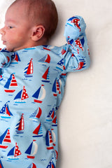 Goosies Sail Away Bamboo Knotted Infant Gown | 0-3M