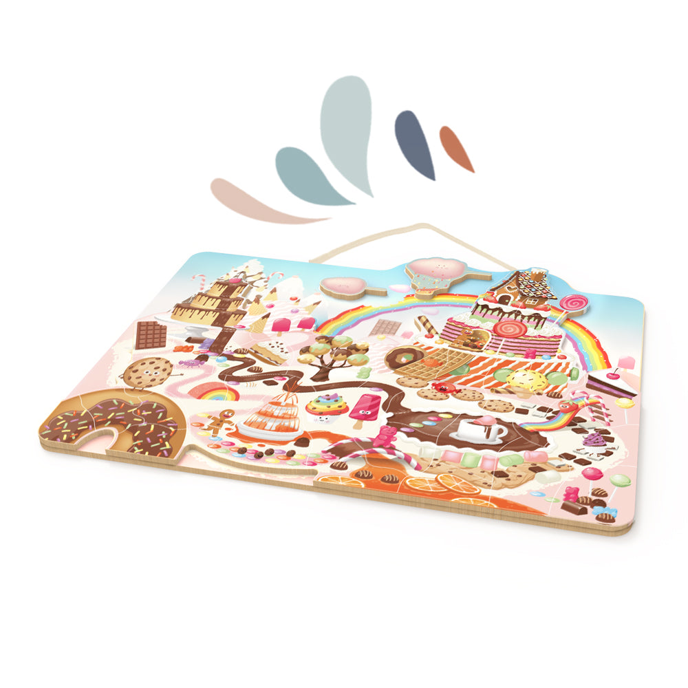 SPEEDY MONKEY Magnetisches Bonbon-Puzzle - Holz Mit Süßigkeiten-Motiv, Lernspielzeug Ab 3 Jahren