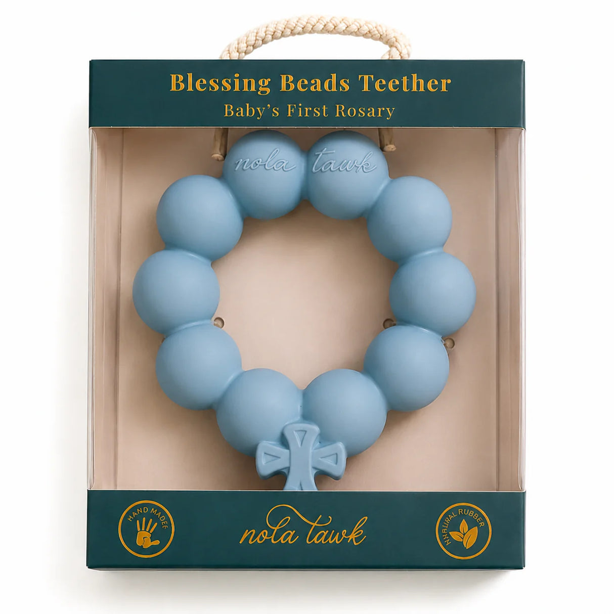 Nola Tawk Blue Blessing Beads Natural Rubber Teether and Bath Toy