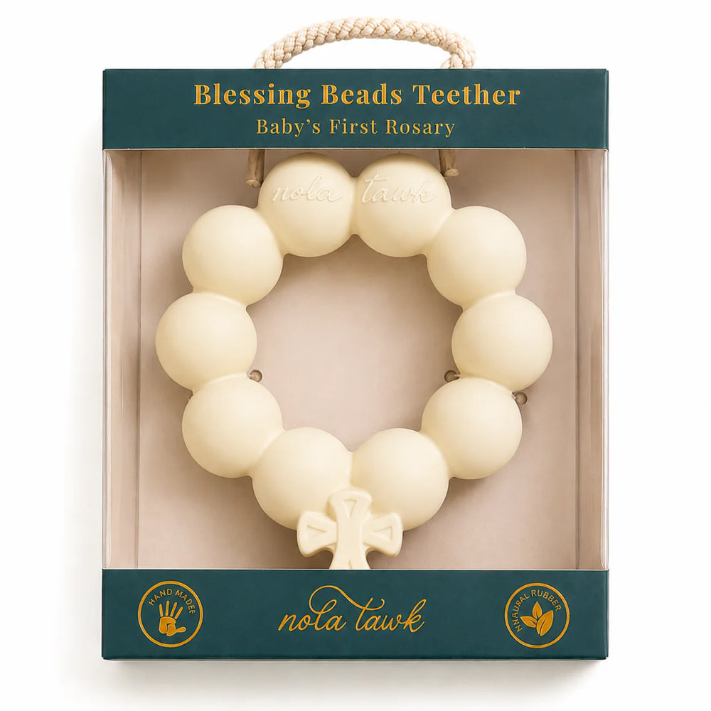 White Blessing Beads Natural Rubber Teether and Bath Toy