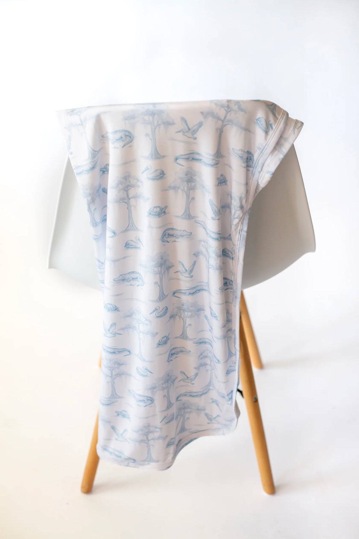 Pearls & Pelicans Blue Bayou Toile Bamboo Swaddle