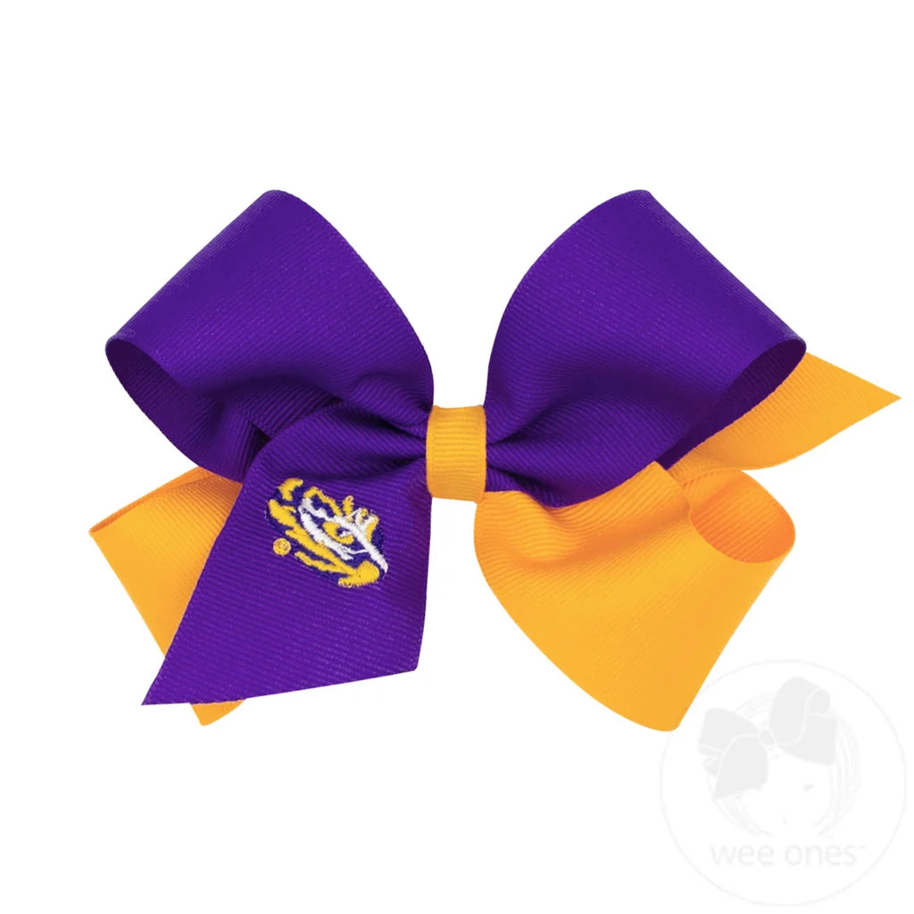 Wee Ones LSU Medium Purple and Gold Logo Bow