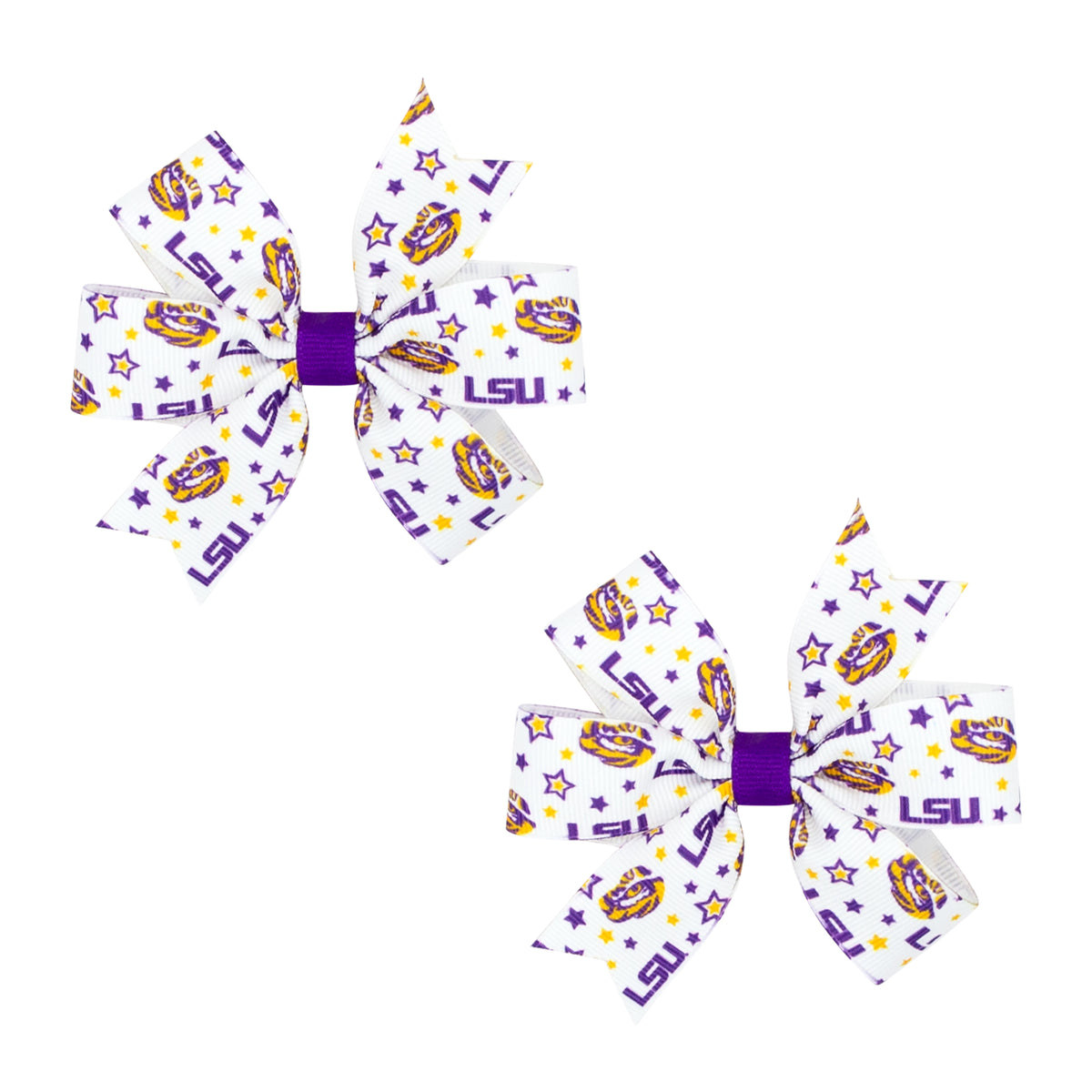 LSU Mini Star Print Circle Bow | 2 Pack Pair
