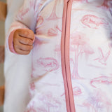 Pearls and Pelicans Bayou Toile Bamboo Zip Up Pajamas | Pink