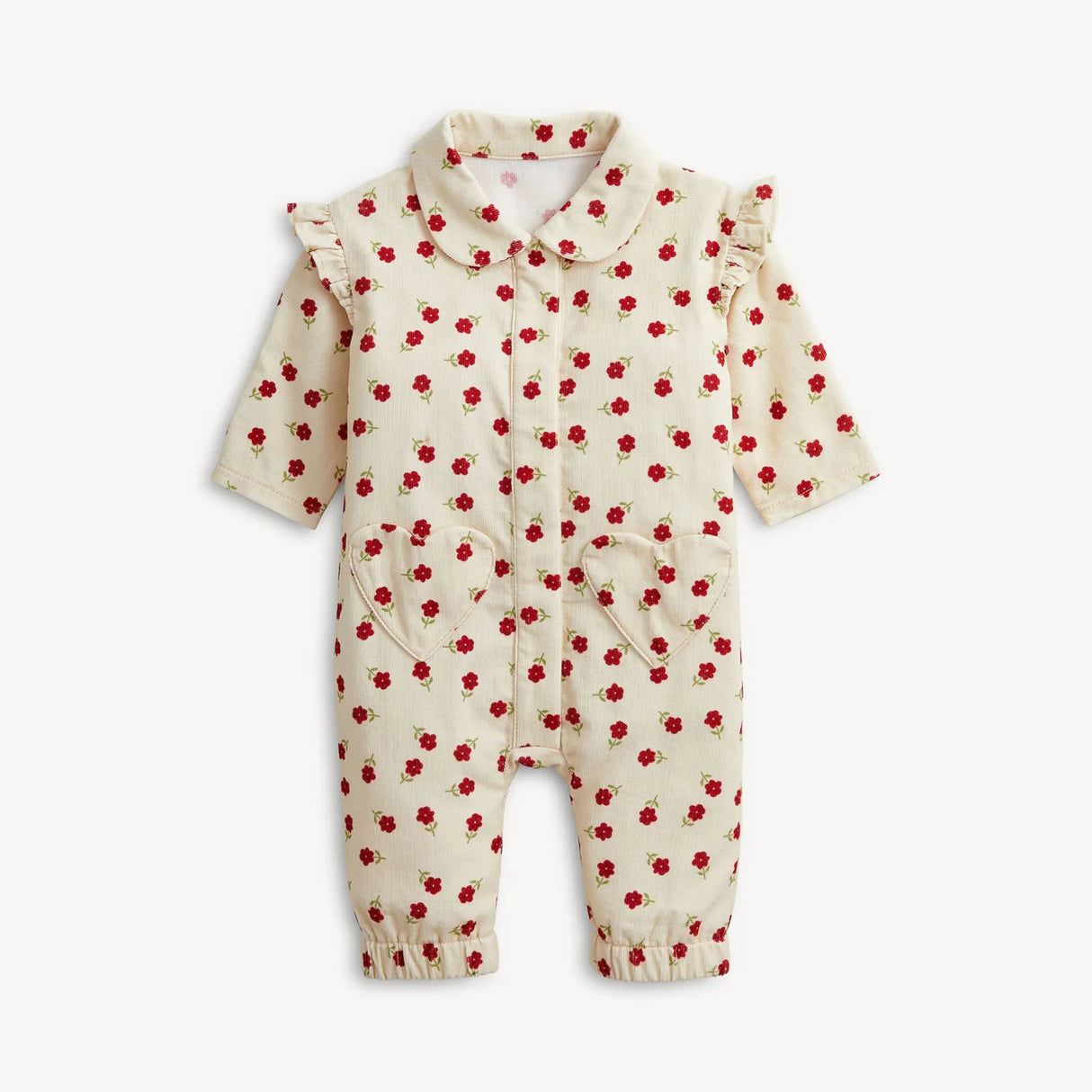 Magnetic Me Floral Corduroy Ruffle Jumpsuit