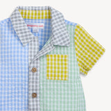 Magnetic Me Multi Gingham Woven Collar Short Romper