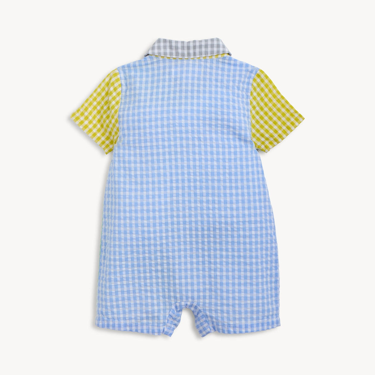 Magnetic Me Multi Gingham Woven Collar Short Romper