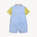 Magnetic Me Multi Gingham Woven Collar Short Romper