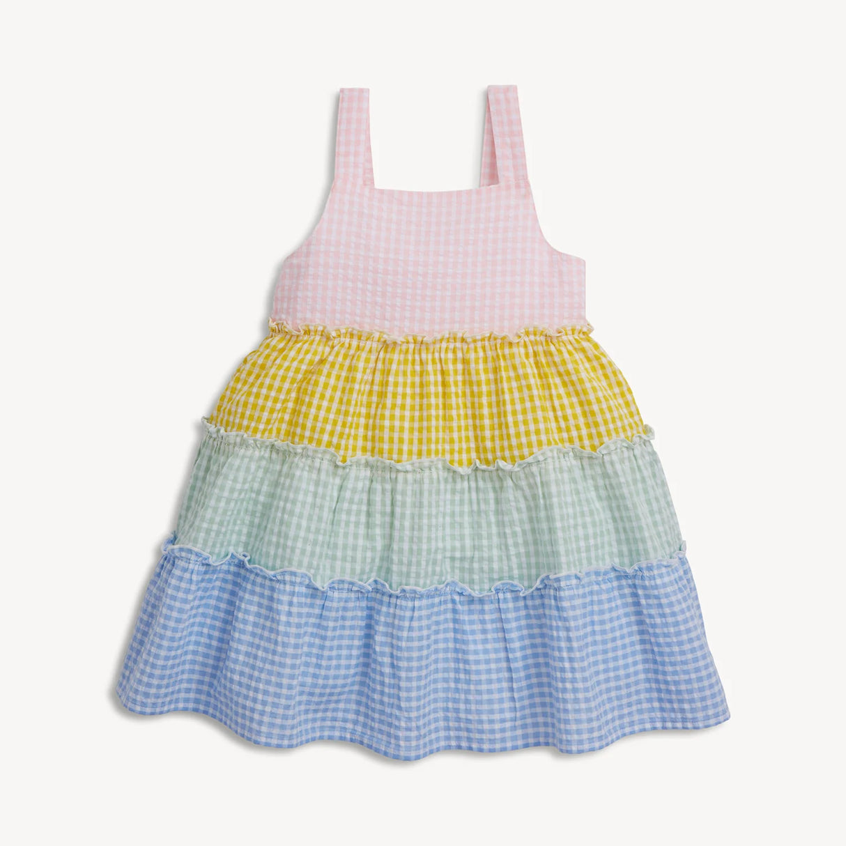 Magnetic Me Multi Gingham Woven Girls Tiered Dress