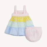 Magnetic Me Multi Gingham Woven Tiered Dress w/ Bloomer