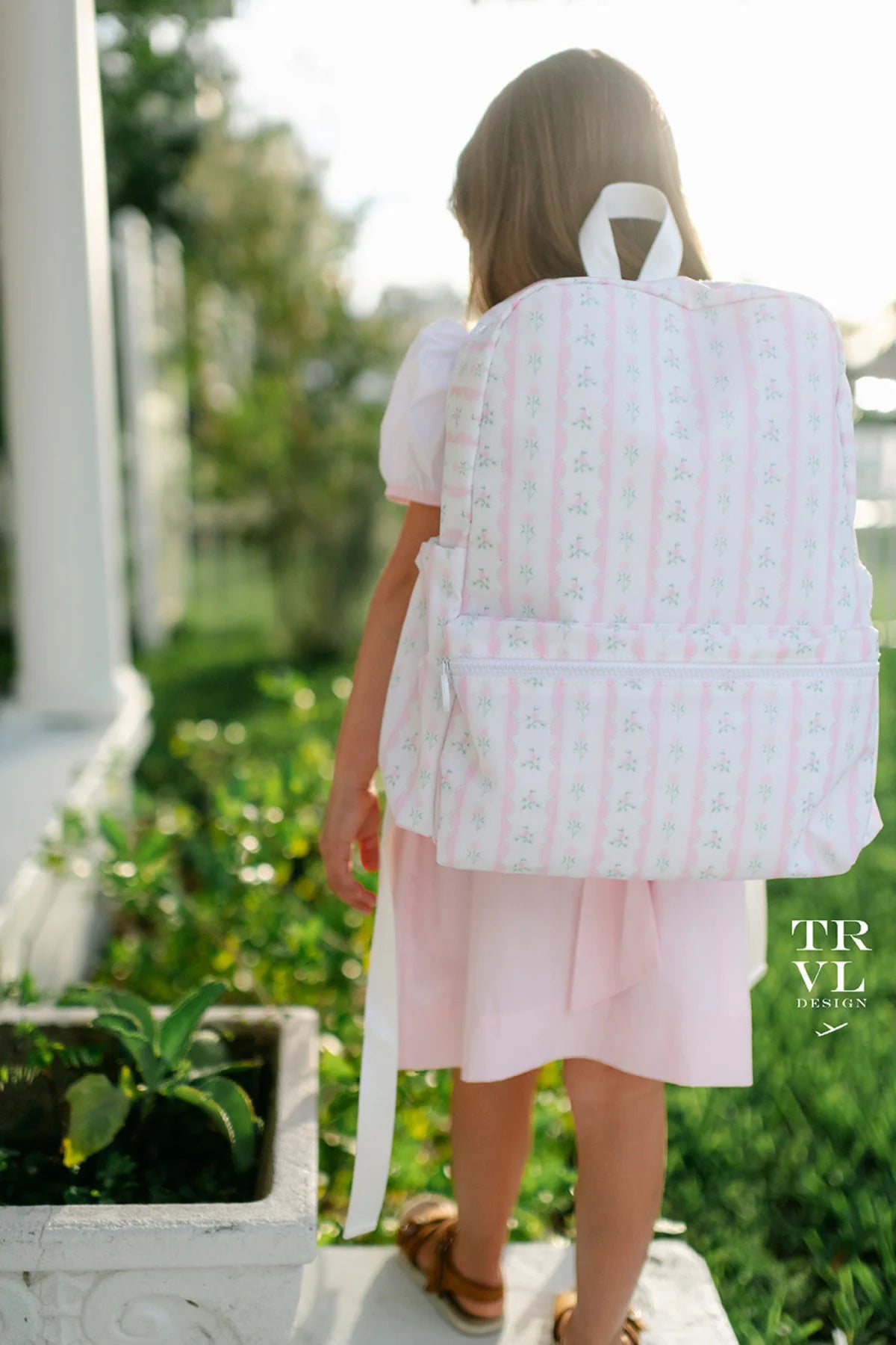 TRVL Design Backpack | Ribbon Floral Pink
