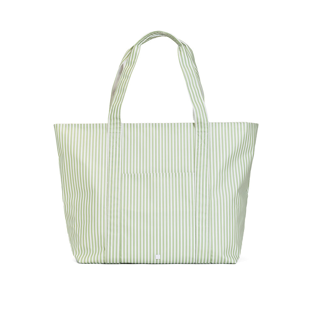 TRVL Design Jumbo Tote X-Large Coated Zipper Tote | Pimlico Stripe Sage